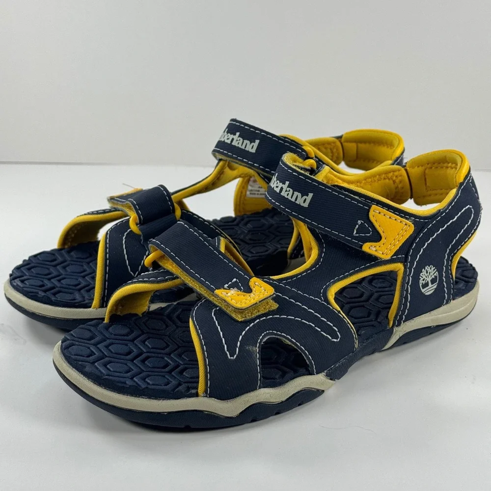 Timberland Adventure Seeker Boys‎ Navy Yellow Sandals A5798 Size 2 US
